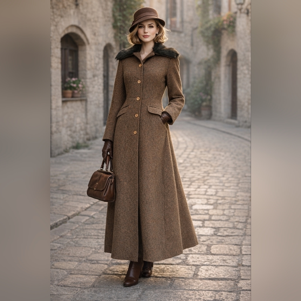 Cocotte Women's Speckled Long Coat Brown Size Small?